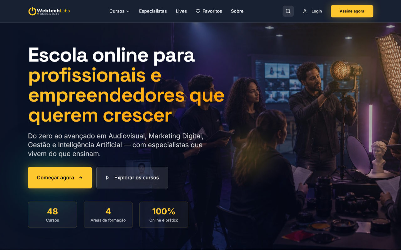 Webtech Academy — escola online remodelada