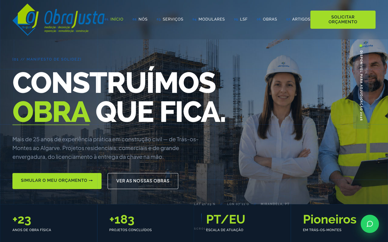 Novo site da Obrajusta