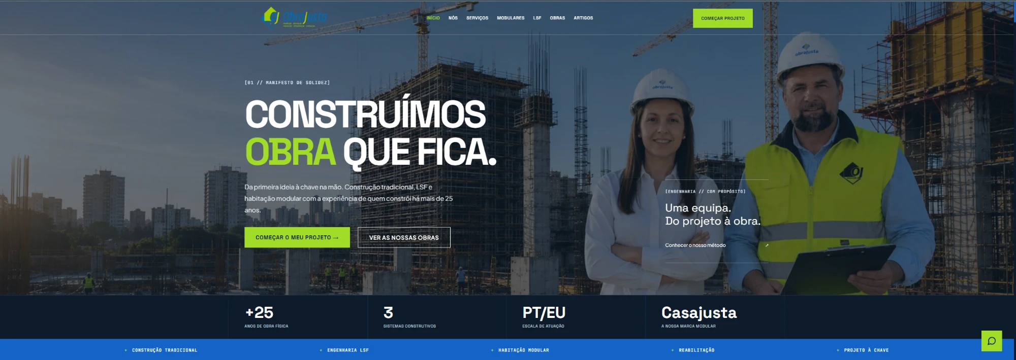 Website da Obrajusta: Construímos obra que fica